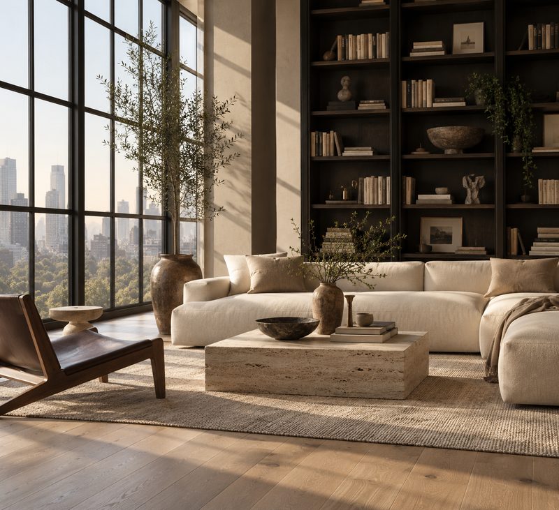 Cihangir'de yüksek tavanlı, çelik doğramalı salon